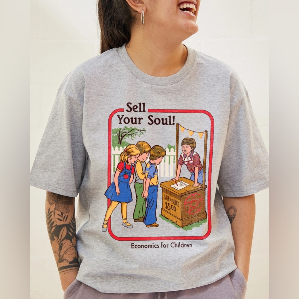 Black Matter Sell Your Soul T-Shirt By Steven Rhodes in Heather Gray Small
